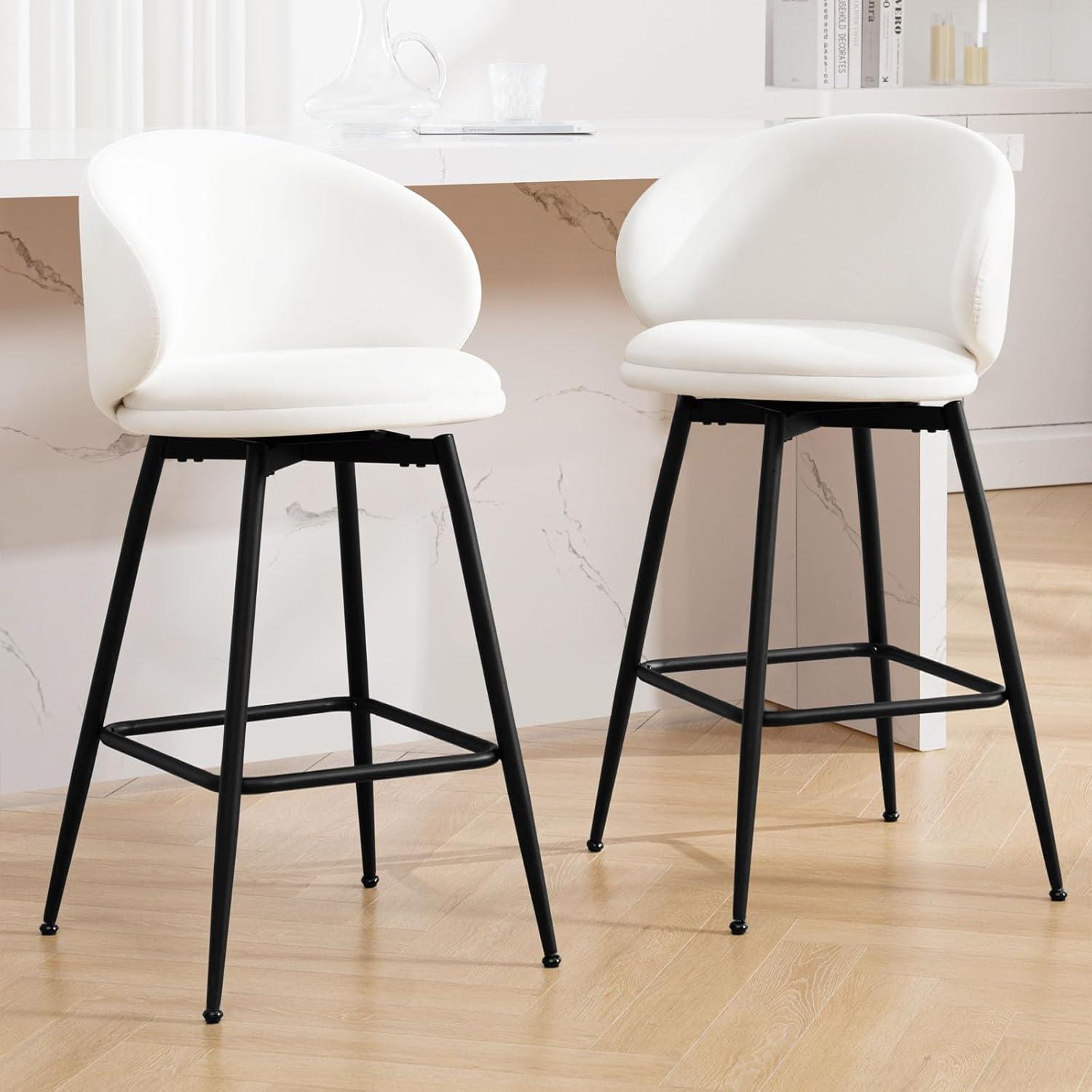 Corrigan Studio® Swivel Upholstered Counter Height Bar Stools (Set of 2)
