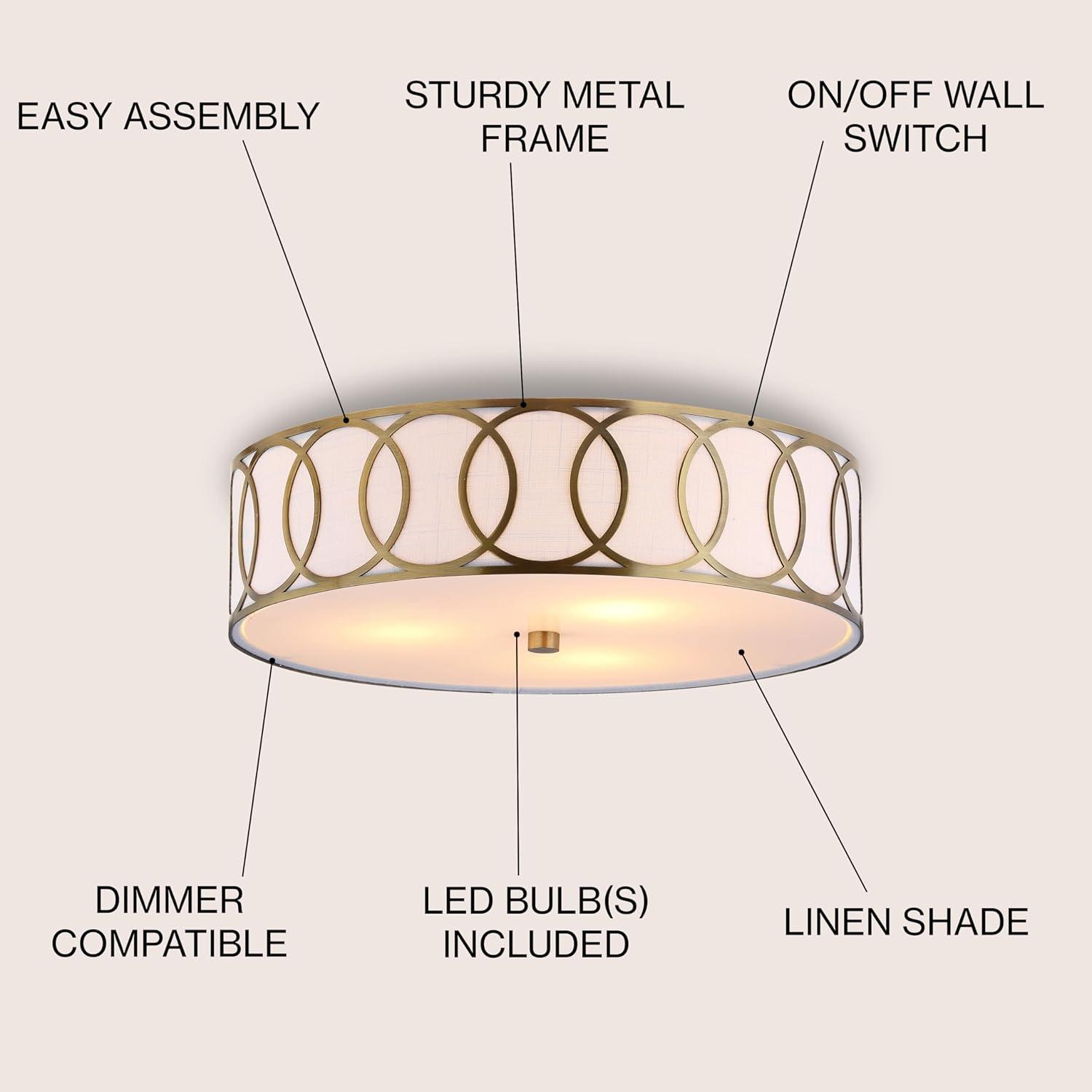 Aubrey 3-Light 15.5" Metal LED Flush Mount, Brass