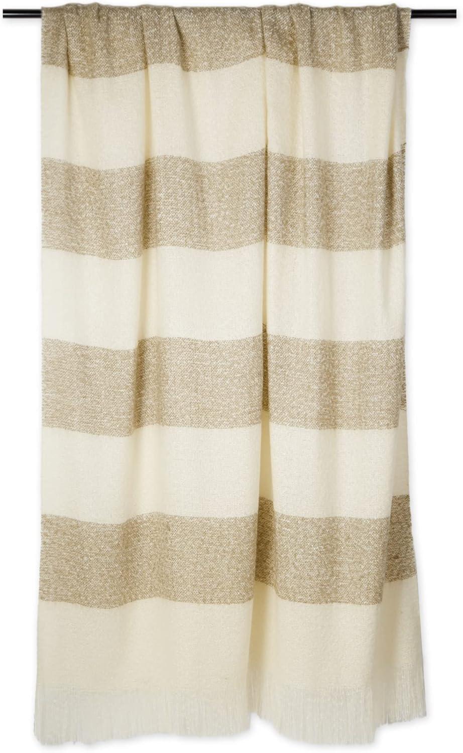 Rugby Stripe Acrylic Throw Brown