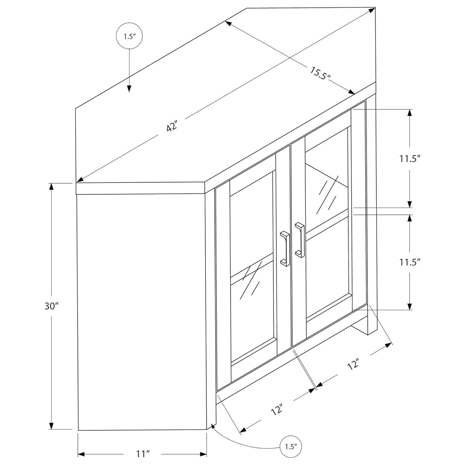 Monarch TV STAND - 42"L / DARK TAUPE CORNER WITH GLASS DOORS