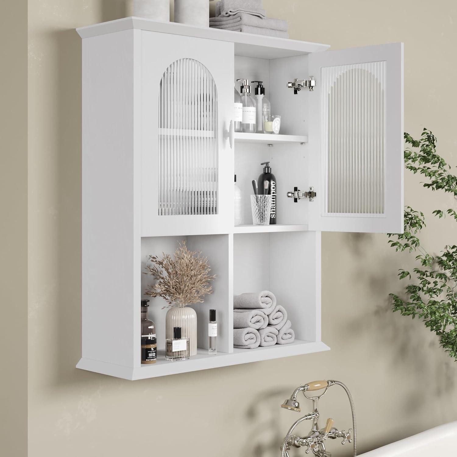 Red Barrel Studio® Bathroom Wall Cabinet with Fluted Door