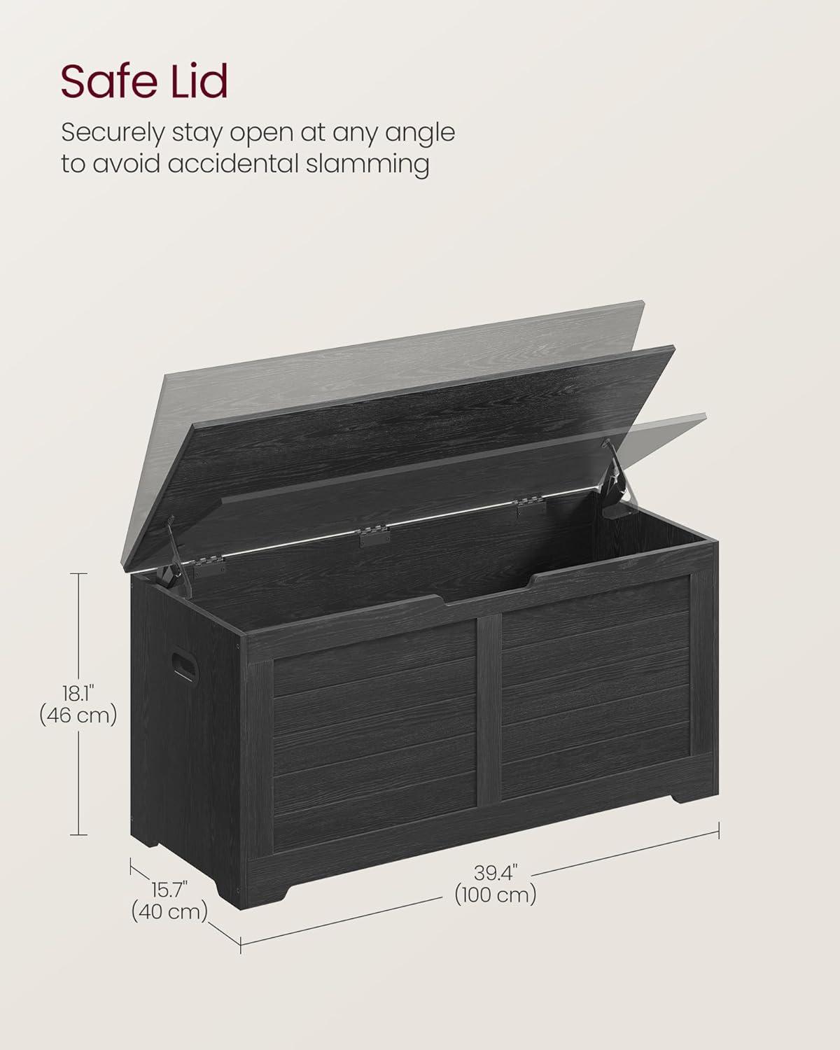 Killeryuki Storage Chest, Storage Trunk with 2 Safety Hinges, Storage Bench, Shoe Bench, Farmhouse Killeryuki, 15.7 x 39.4 x 18.1 Inches, for Entryway, Bedroom, Living Room, Ebony Black ULSB061B01