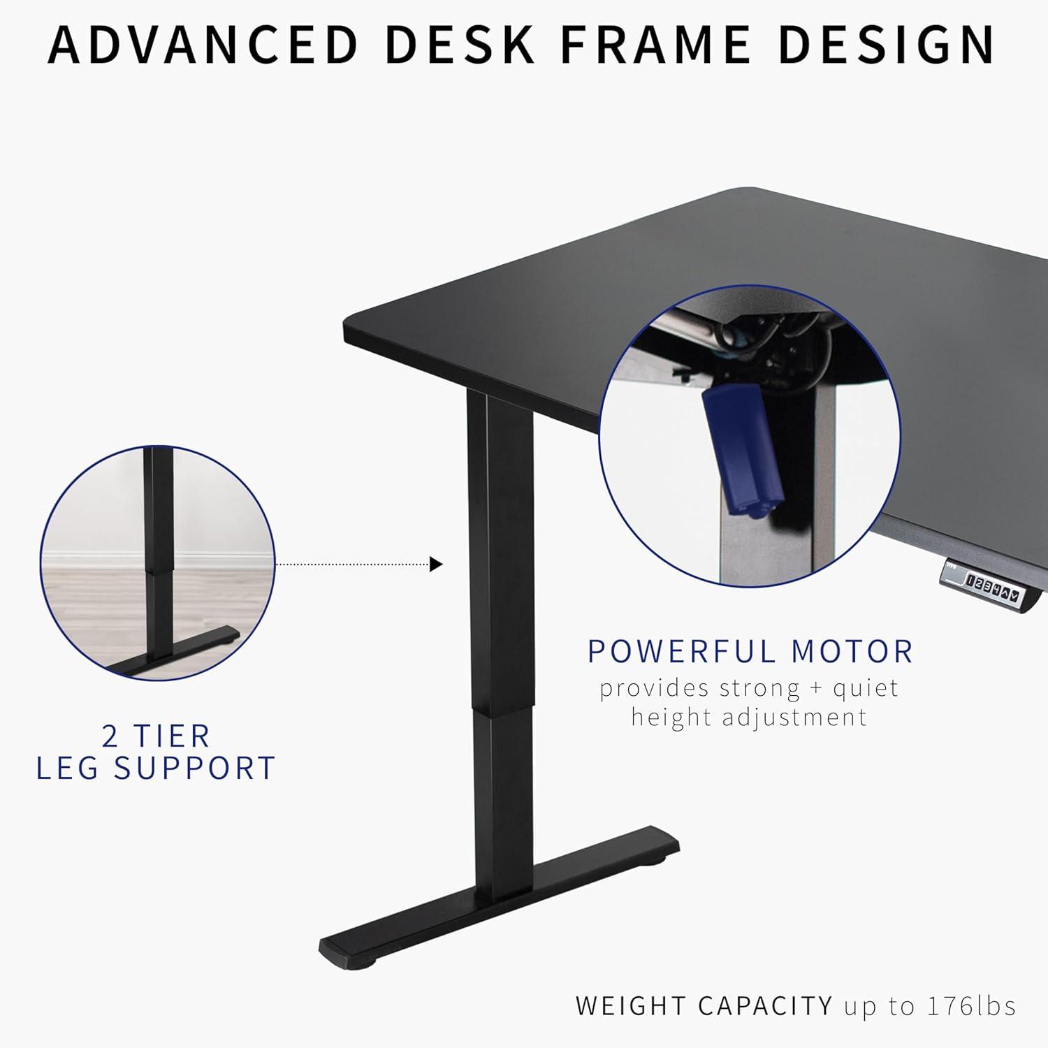 VIVO Single Motor Electric Desk with Push Button Memory Controller