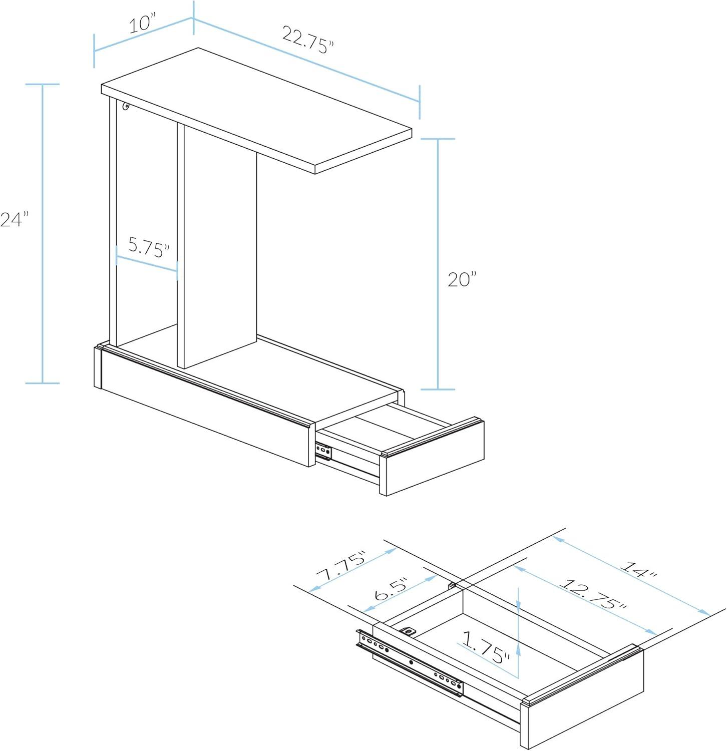 Casual Home  Monroe C-Table with Concealed Drawer, Concealment Furniture - Mocha