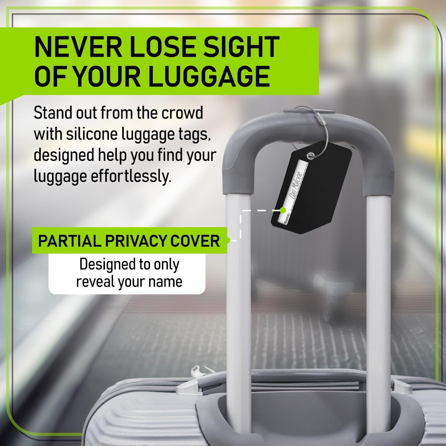 Untethered 4-Pack Luggage Tag Set | Luggage Tags, Luggage Tags for Suitcases, Bag Tag, Luggage Tags 4 Pack, Suitcase Tags, Identifiers Travel Bag Tags for Luggage, Name Travel Tags for Luggage