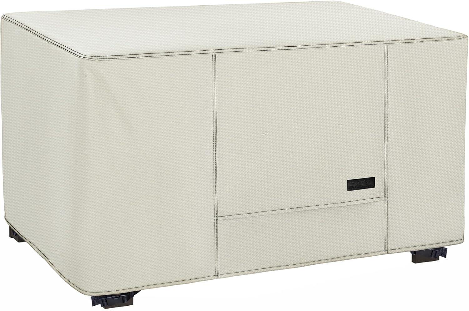 NettyPro Fire Table Cover Rectangle 58 inch Waterproof Heavy Duty Patio Firepit Cover Rectangular for Outdoor Gas Propane Fire Pit, Beige