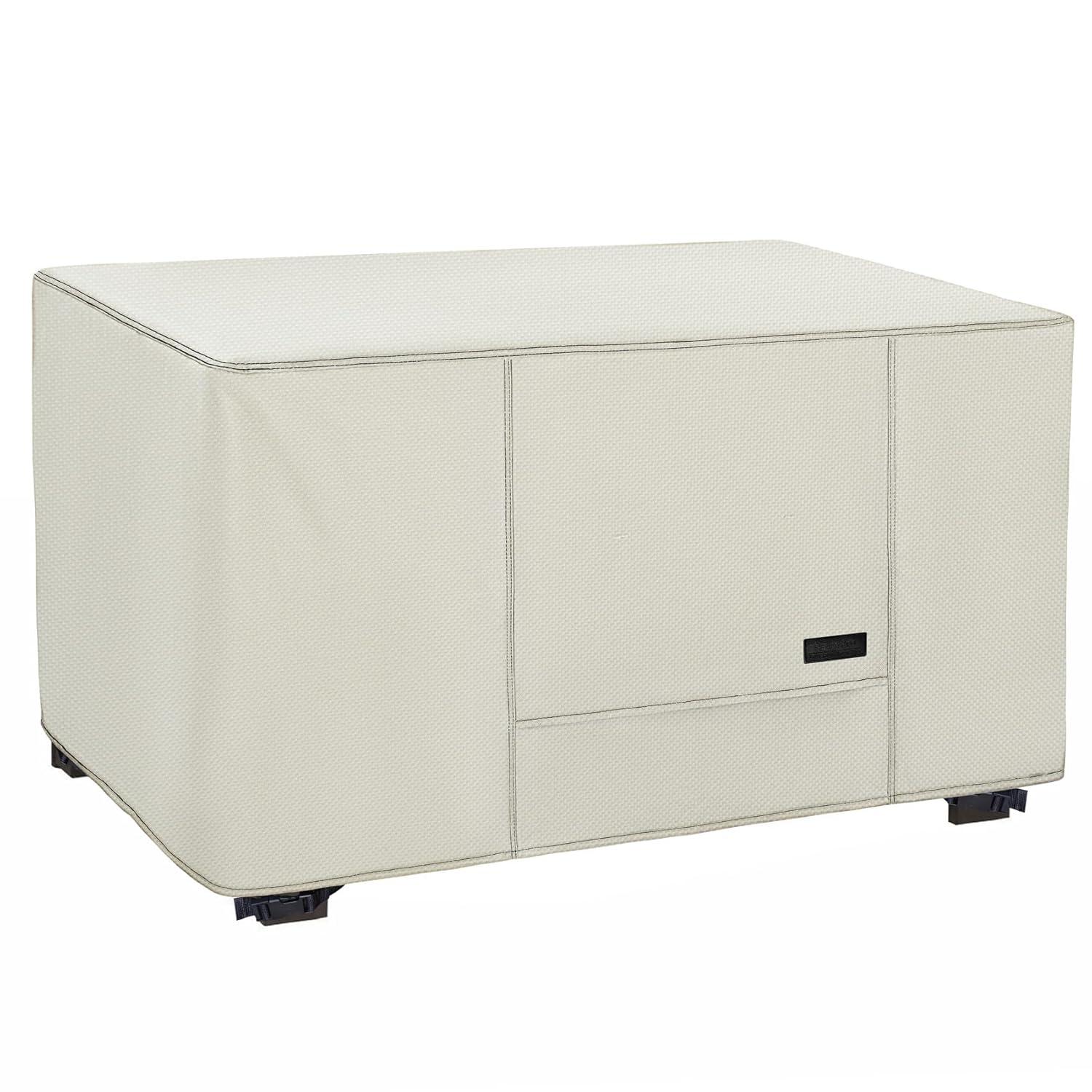 NettyPro Fire Table Cover Rectangle 58 inch Waterproof Heavy Duty Patio Firepit Cover Rectangular for Outdoor Gas Propane Fire Pit, Beige