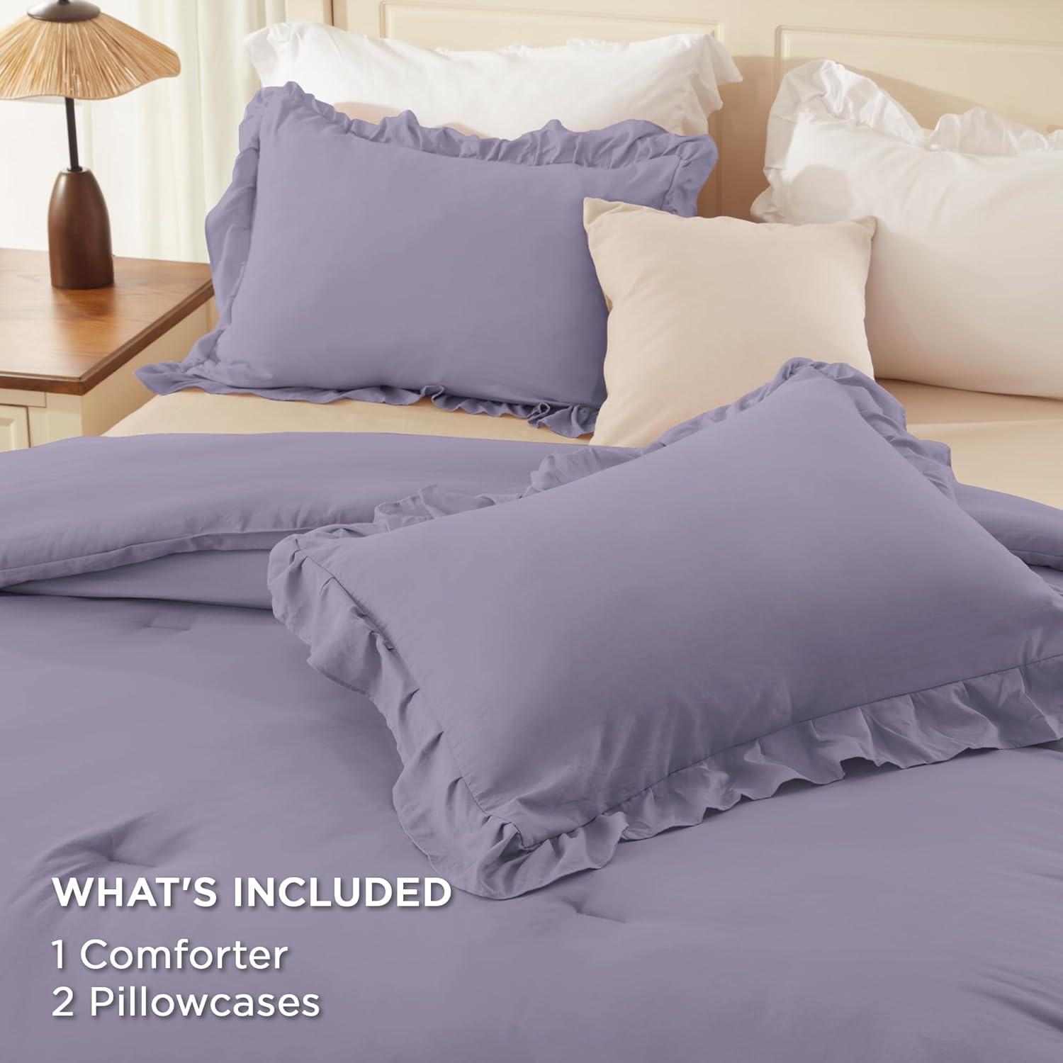 Bedding Comforter Set Grayish Purple - 3 Piece - Full