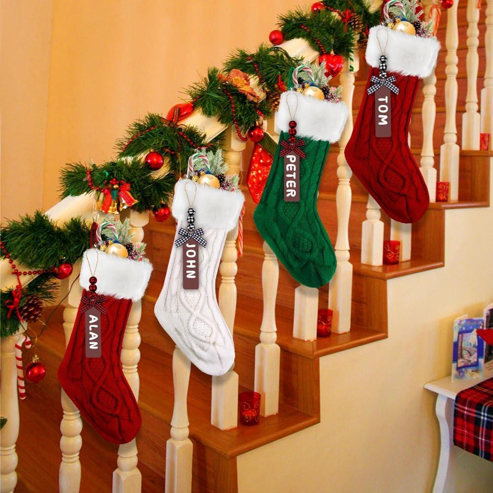 Gotoha 6PACK Christmas Stockings,18Inches Large Cable Knitted Stocking Xmas Hanging Stocking Decorations