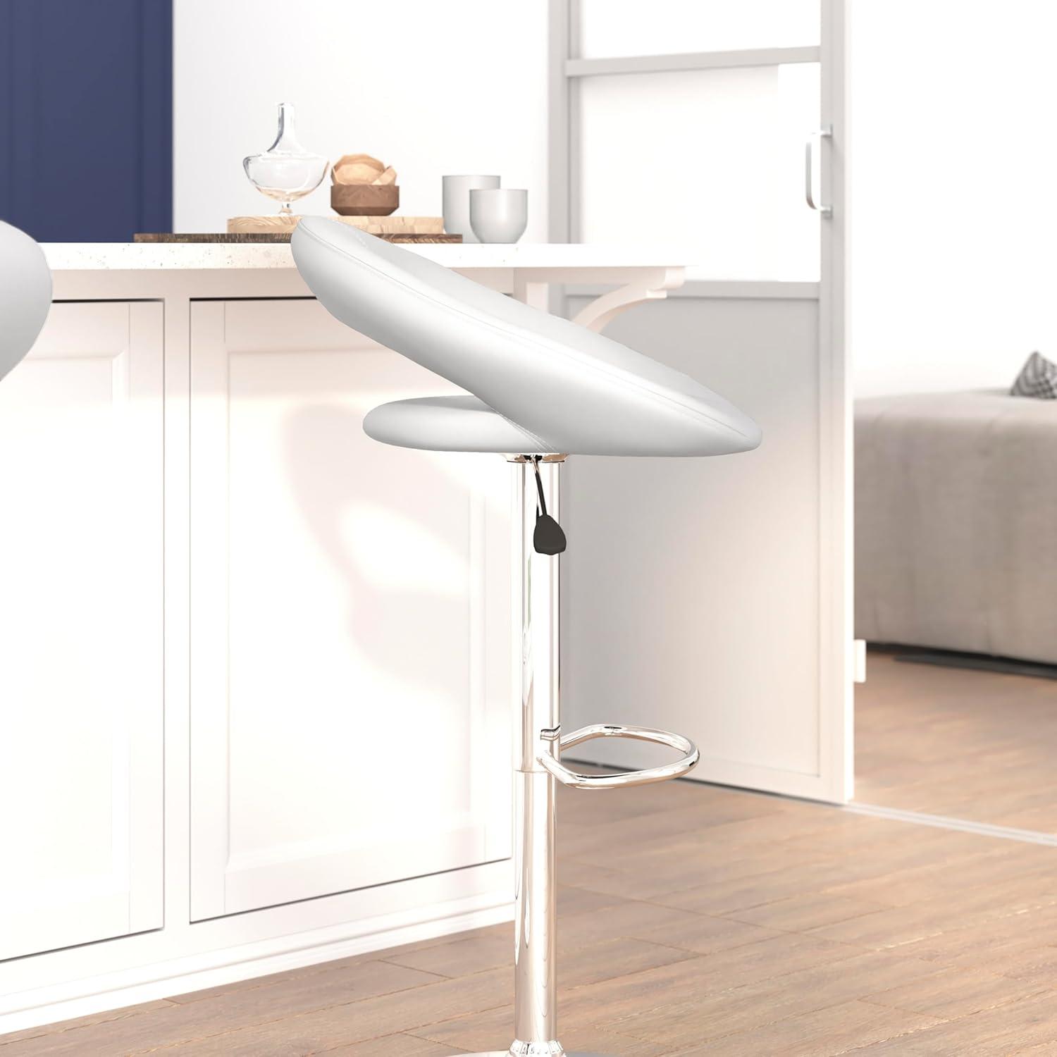 Flash Furniture Contemporary Vinyl Rounded Orbit-Style Back Adjustable Height Barstool with Chrome Base