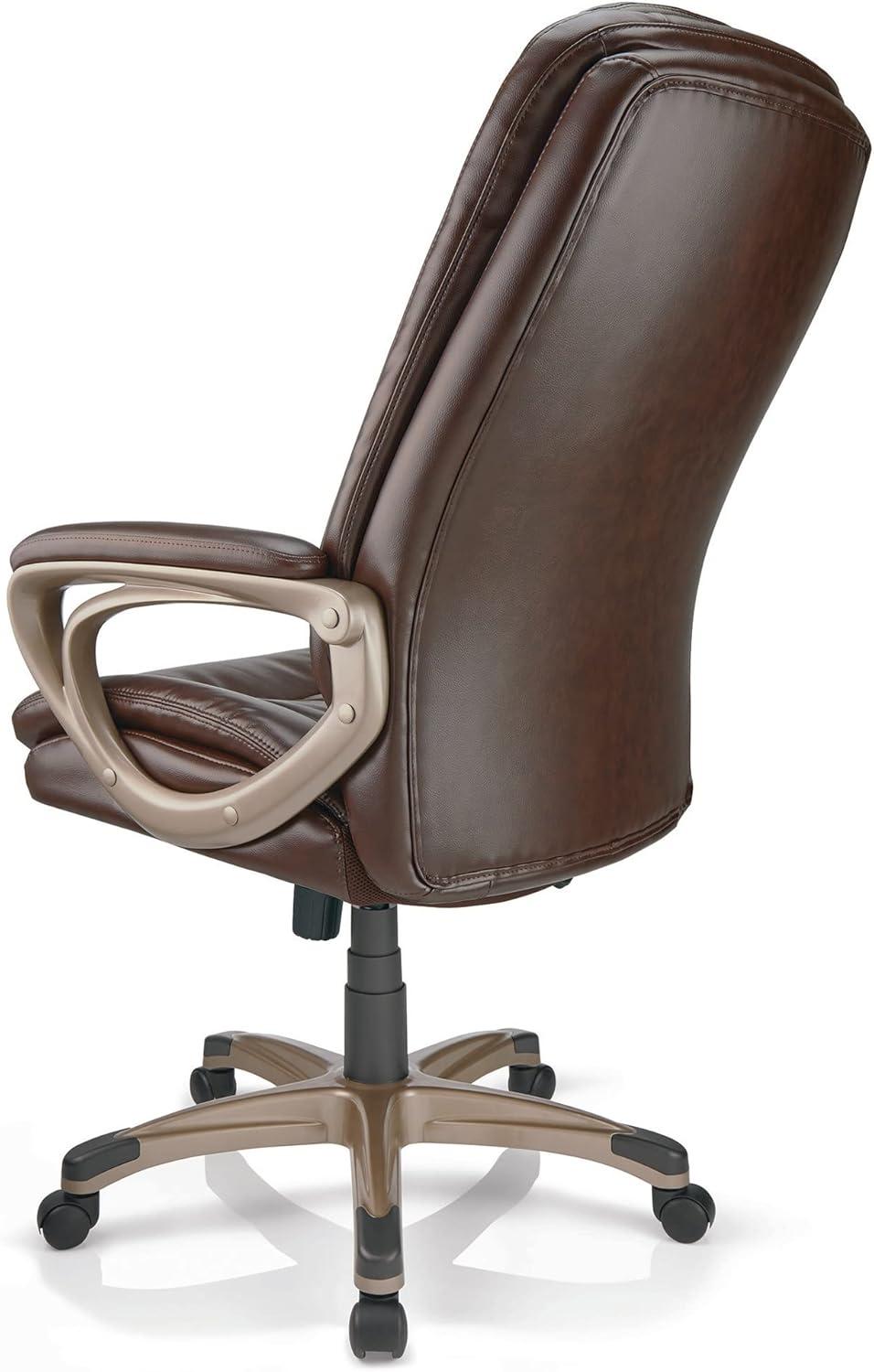 Treswell Brown and Champagne High-Back Leather Swivel Chair