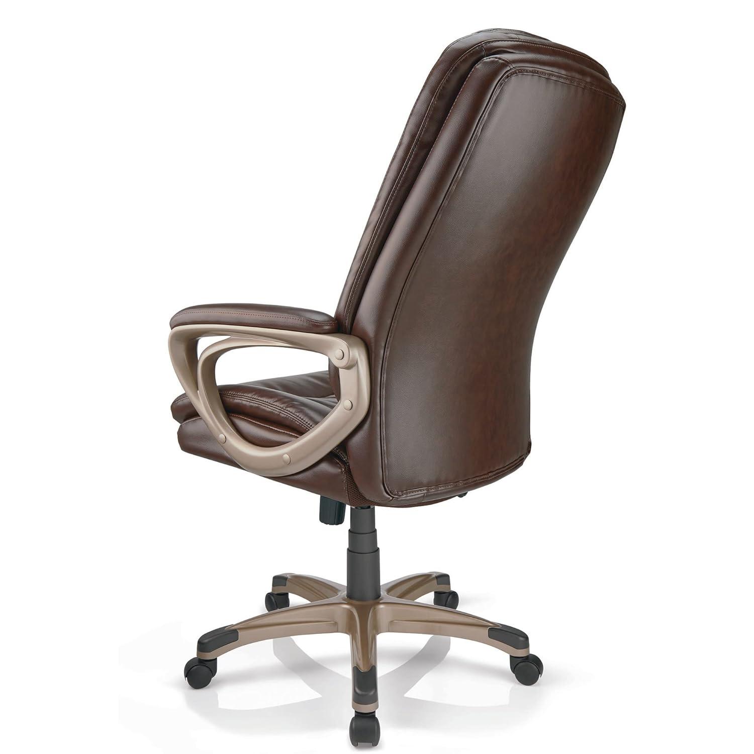 Treswell Brown and Champagne High-Back Leather Swivel Chair
