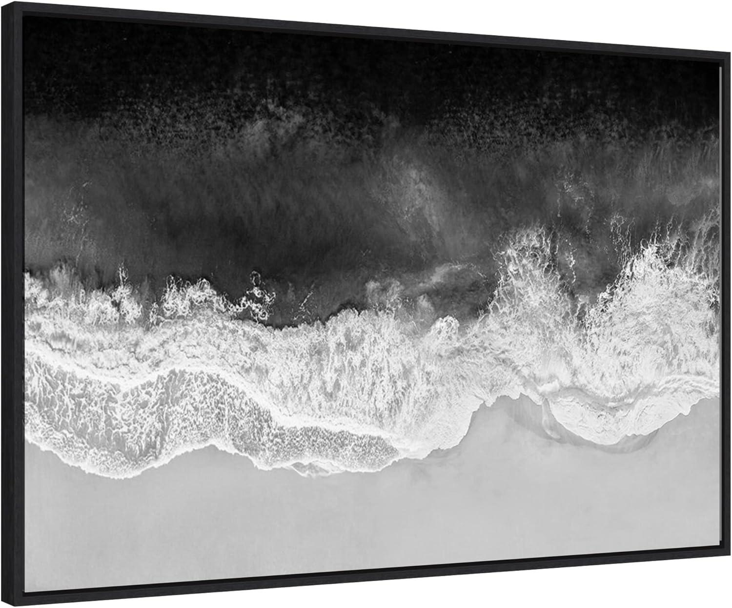 Amanti Art Waves in Black and White by Maggie Olsen Framed Canvas Wall Art