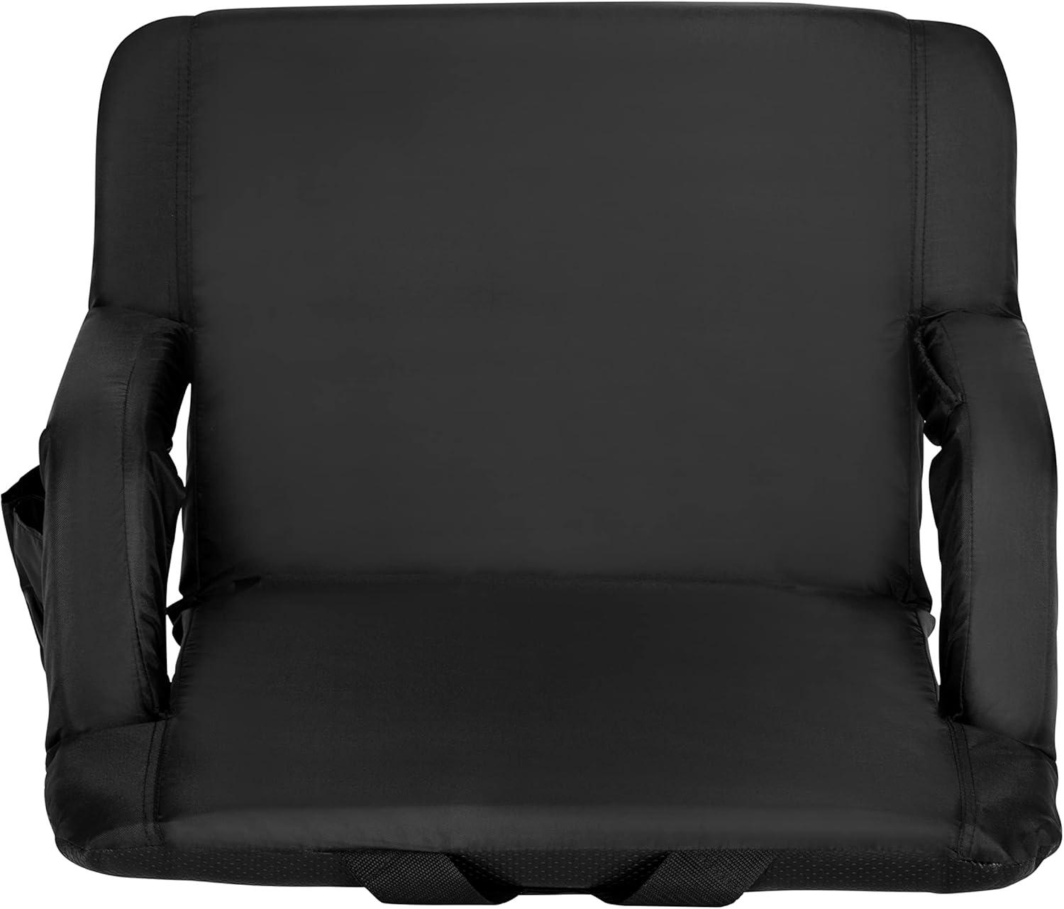 Flash Furniture Malta Reclining Backpack Stadium Chair with Armrests and Storage, Black