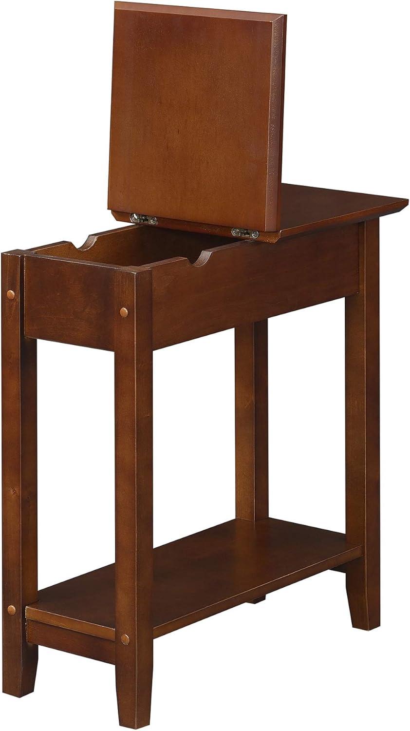 Convenience Concepts American Heritage Flip Top End Table with Charging Station and Shelf, Espresso