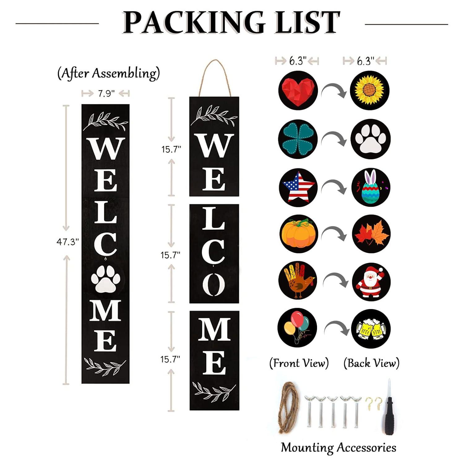 LOTKEY Interchangeable Welcome Sign for Front Porch Standing