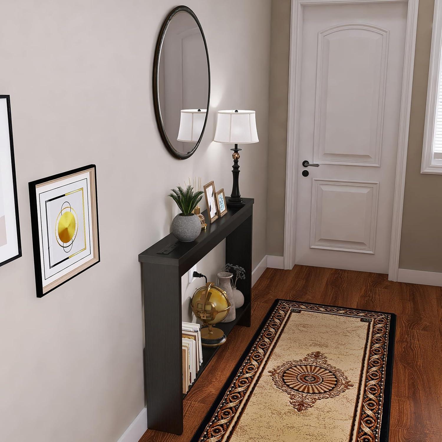 Latitude Run® Narrow Sofa Table With Sockets, USB Ports And Charging Station