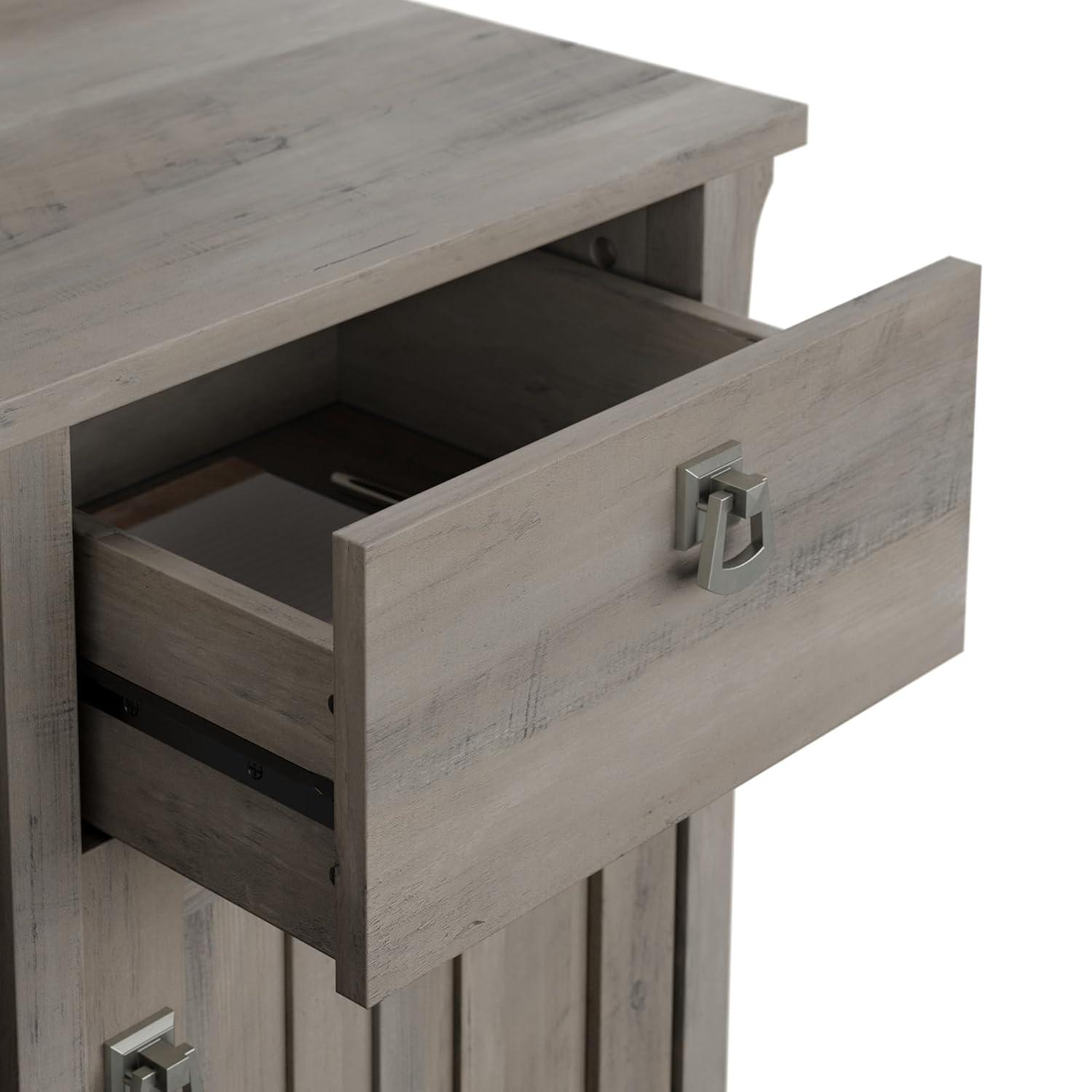 Bush Furniture Salinas 60" L Desk and Hutch with Storage, Driftwood Gray