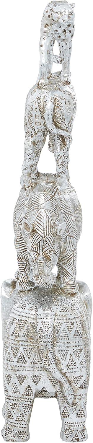 DecMode 10"W, 20"H Polystone Glam Sculpture, Silver