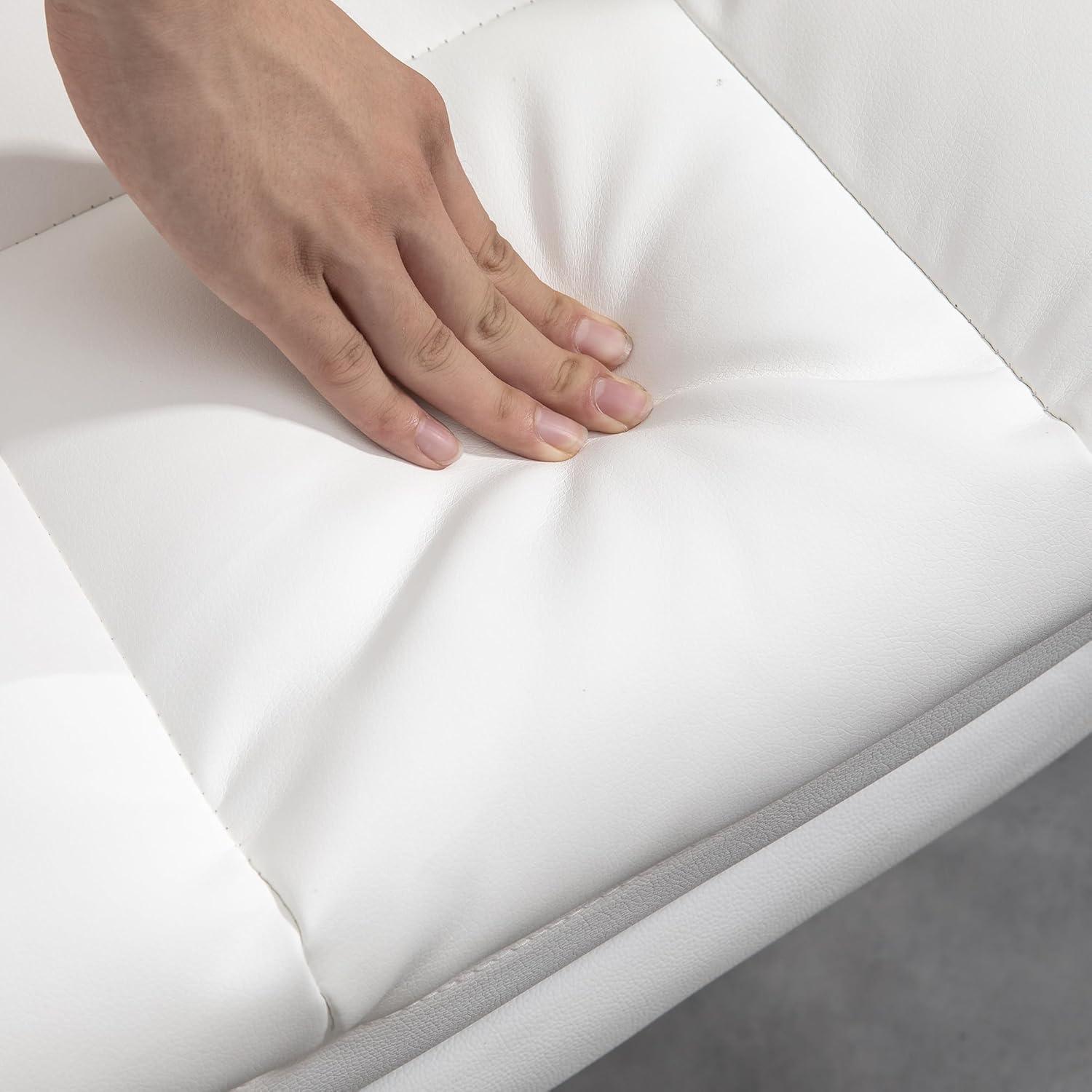 HOMCOM Executive Office Chair with Footrest and Lumbar Support, PU Leather Office Desk Chair, Ergonomic, Reclining and Swivel Chair, White