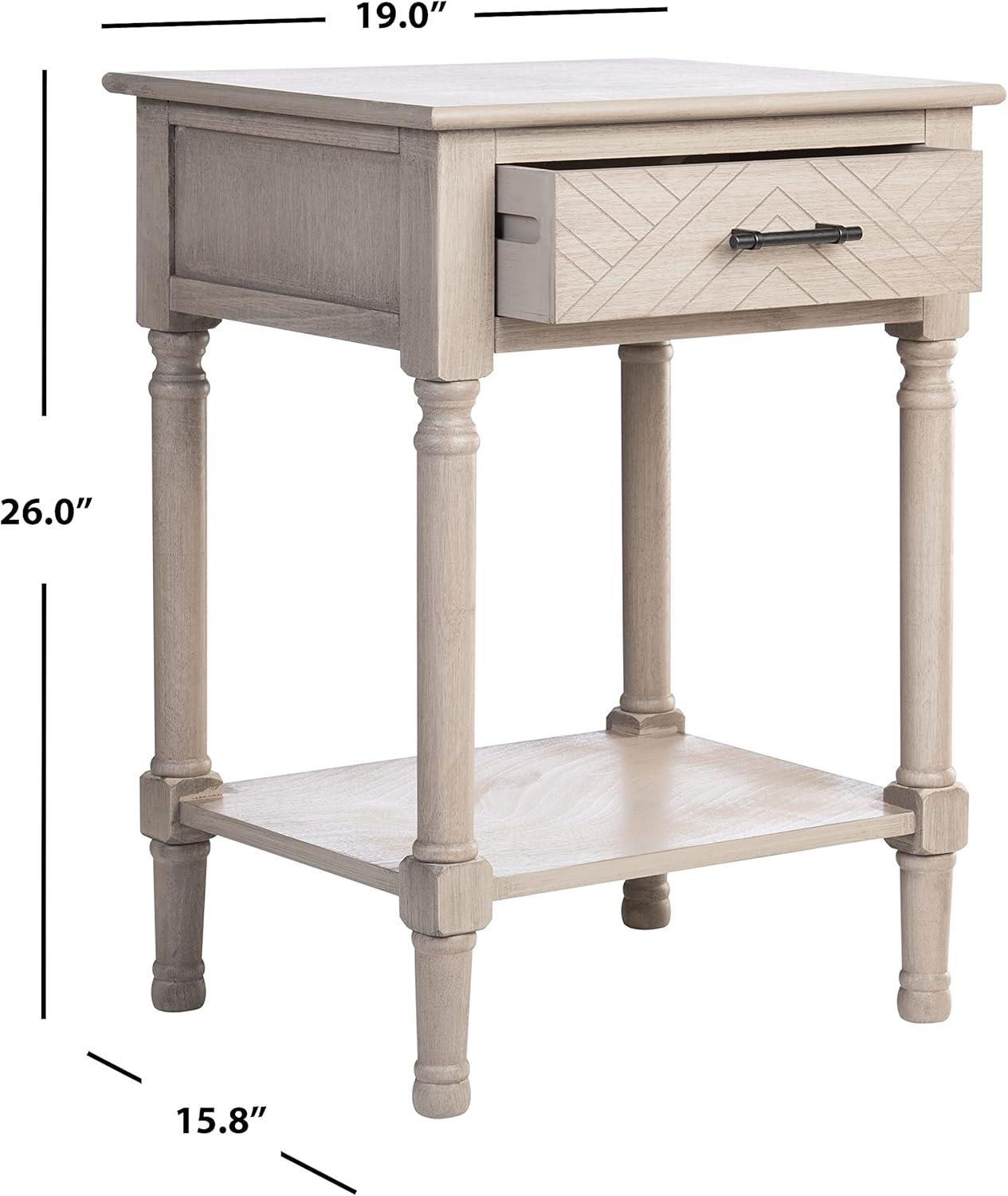 SAFAVIEH Peyton French Beige Rectangle Wood Storage End Table (19 in. W x 15.8 in. D x 26 in. H)