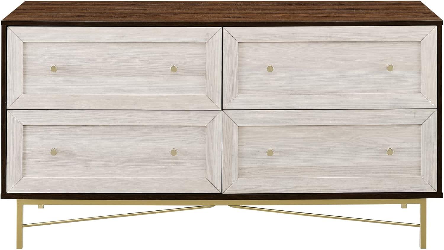 Eloise Glam Double Dresser in Dark Walnut with White Poplar Accents