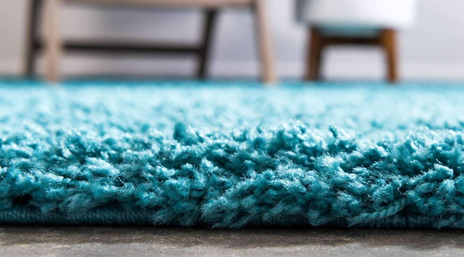 Unique Loom 2' 2 x 6' 7 Solid Shag Deep Aqua Blue Area Rug