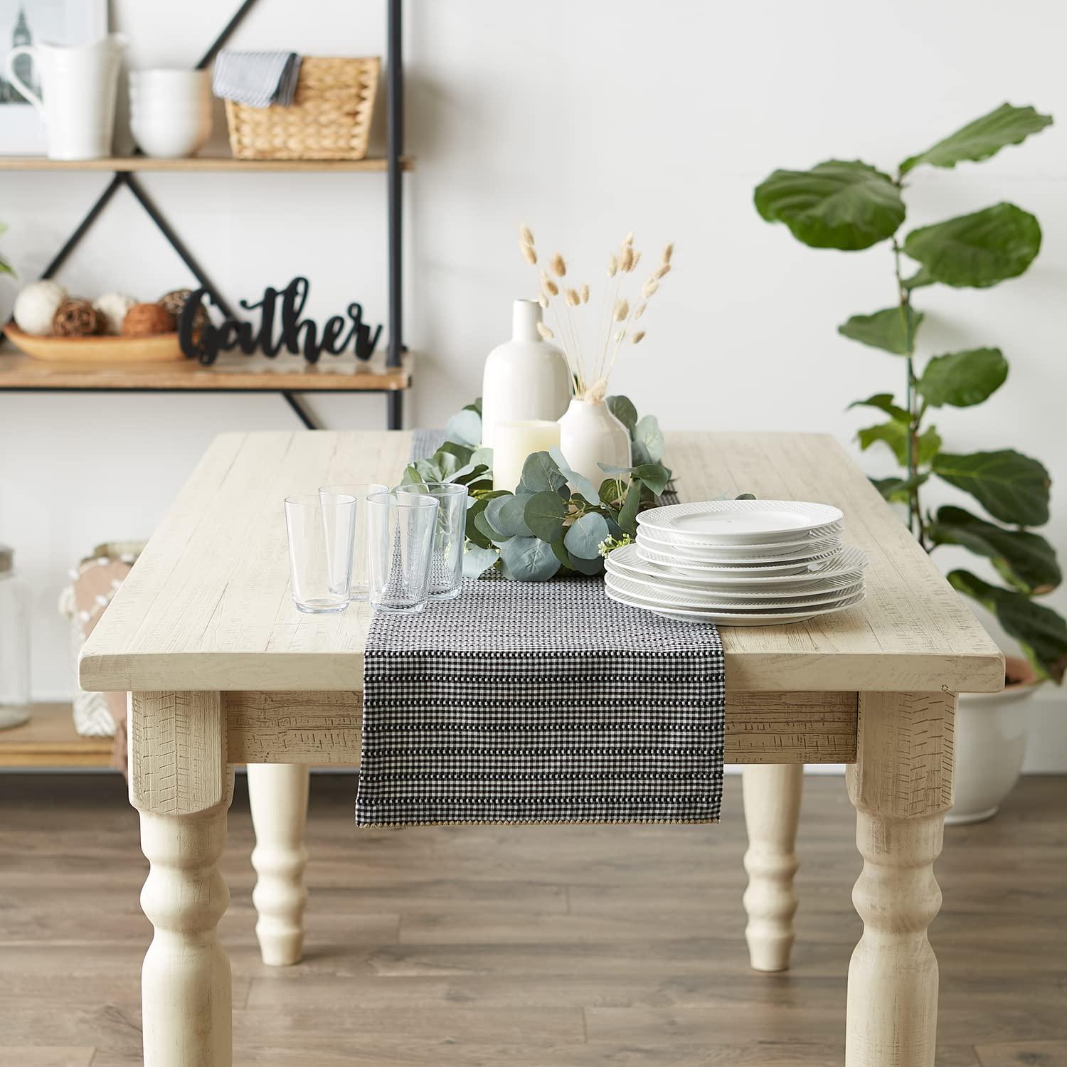 DII Black Farmhouse Gingham Table Runner