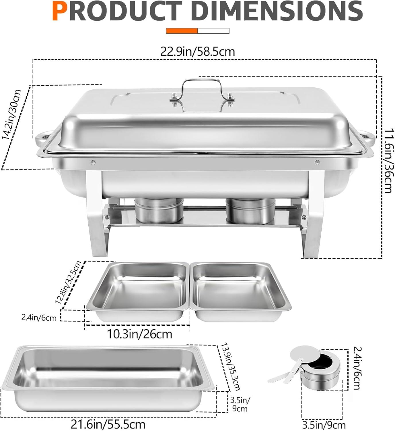 The Party Aisle™ Chafing Dishes For Buffet 4 Pack, 8 Qt Stainless Steel Chafers And Buffet Warmers Sets With Lid, Rectangle Serving Food Warmer Catering Supplies Buffet Display For Parties