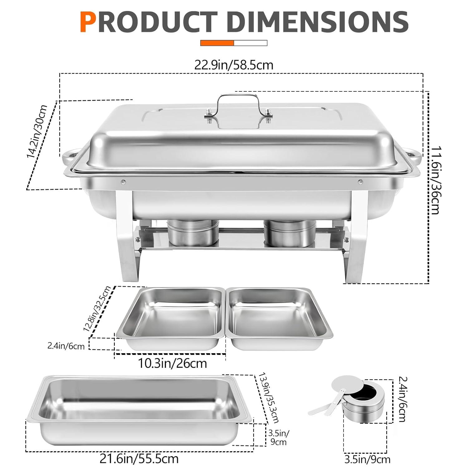 The Party Aisle™ Chafing Dishes For Buffet 4 Pack, 8 Qt Stainless Steel Chafers And Buffet Warmers Sets With Lid, Rectangle Serving Food Warmer Catering Supplies Buffet Display For Parties