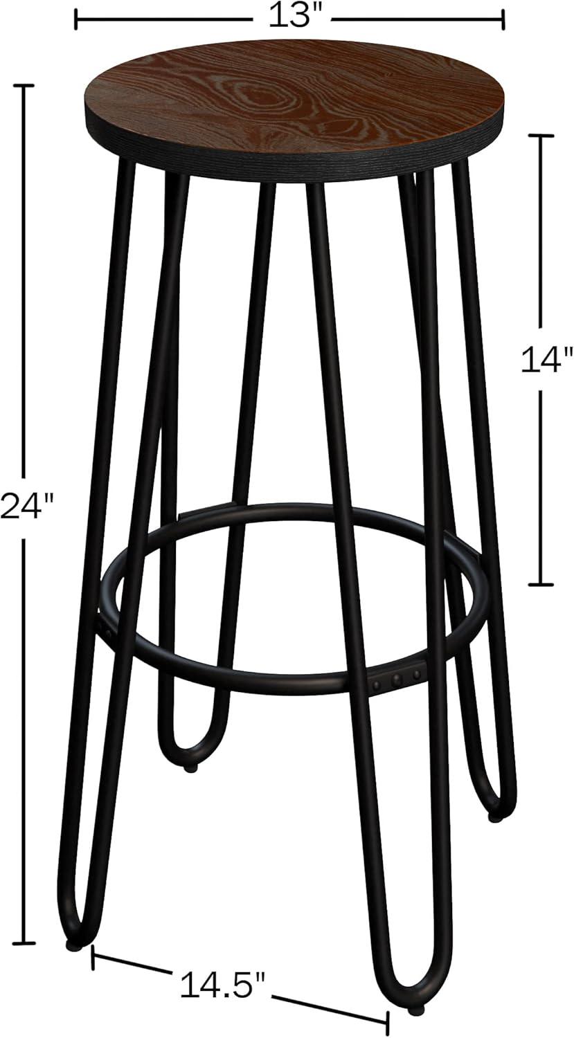 Alidia 24-Inch Bar Stools - Backless Barstools with Hairpin Legs, Wood Seat - Kitchen or Dining Room - Modern Farmhouse Barstools, 4 Pack