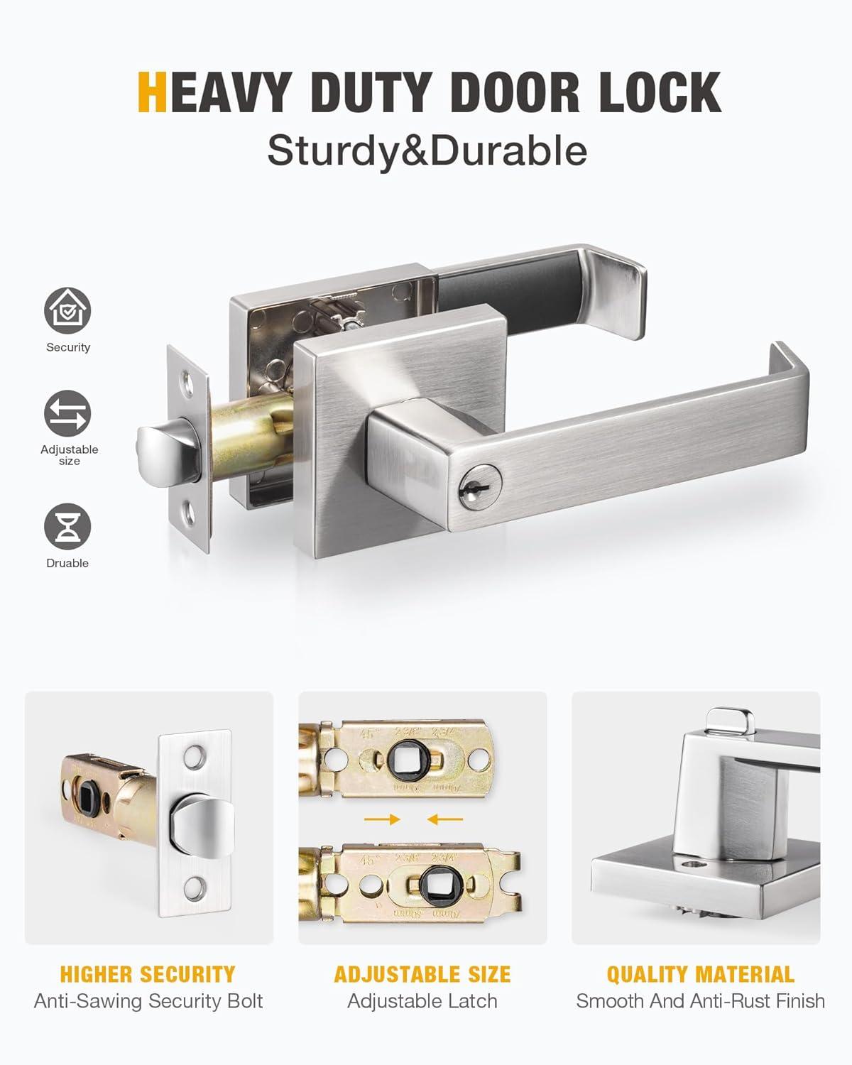 Front Door Handle and Deadbolt Set, Matte Black Exterior Door Lock Set with Deadbolt, Front Door Handles and Locks (2 Pack)