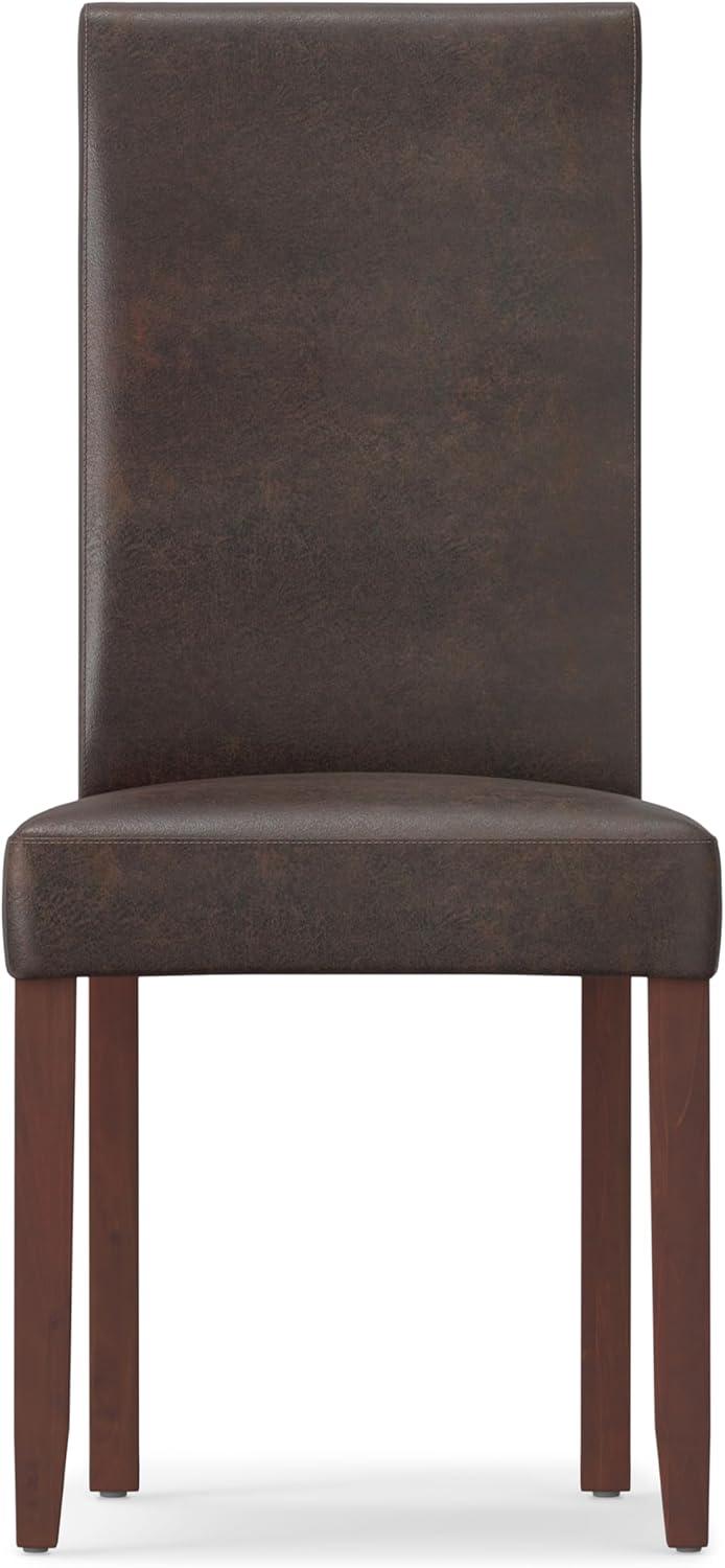 Simpli Home Acadian Solid Wood Parson Dining Chair (Set Of 2) In Distressed Brown