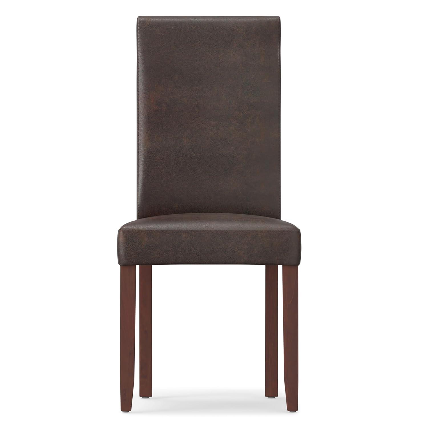 Simpli Home Acadian Andover Upholstered Parson Dining Chair with Tufted Backrest and Solid Wood Frame (Set of 2)