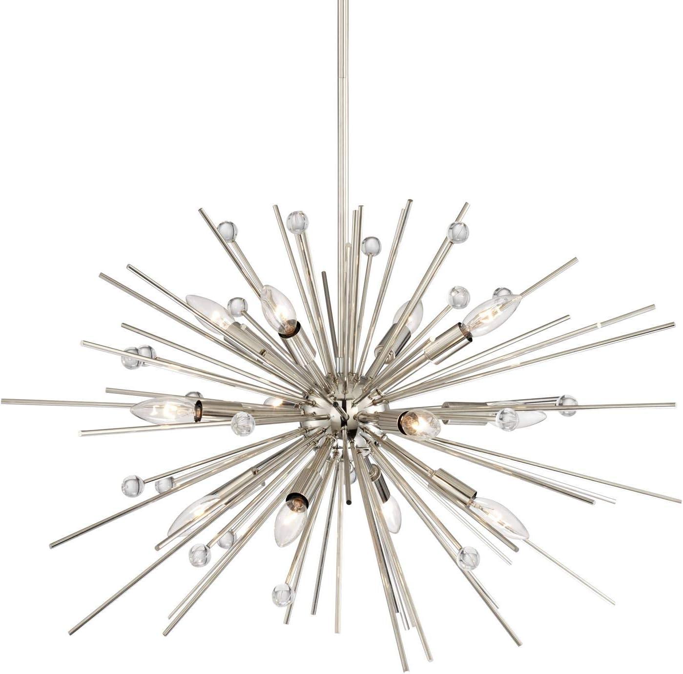 Possini Euro Design Janae Polished Nickel Chandelier 29 1/2" Wide Modern Sputnik 12-Light Fixture for Dining Room House Foyer Kitchen Island Entryway