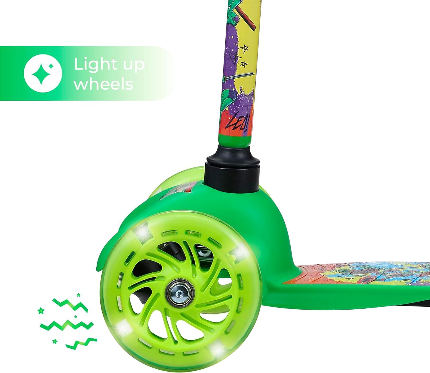 Green and Yellow Polyurethane 3-Wheel Light Up Kick Scooter