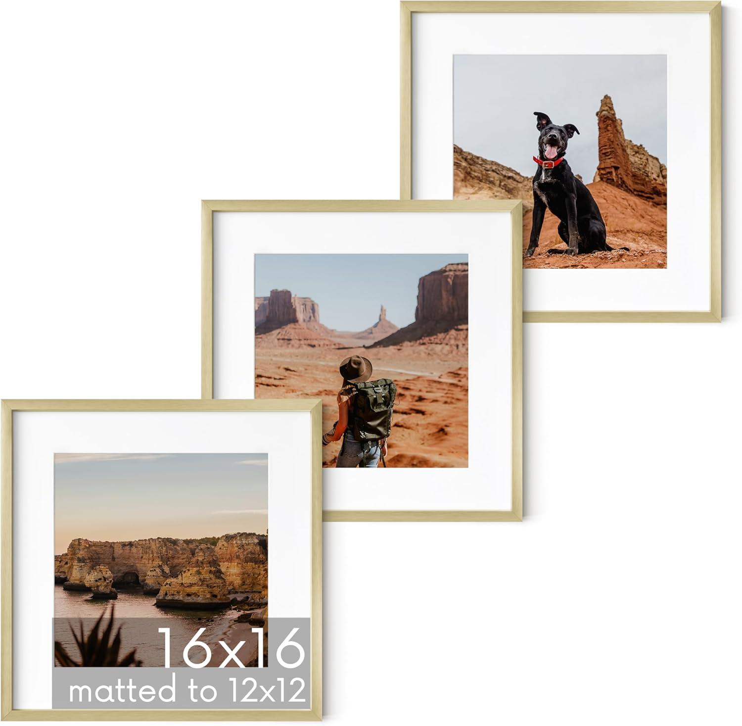 Matted Square Metal Picture Frames (Set of 3)