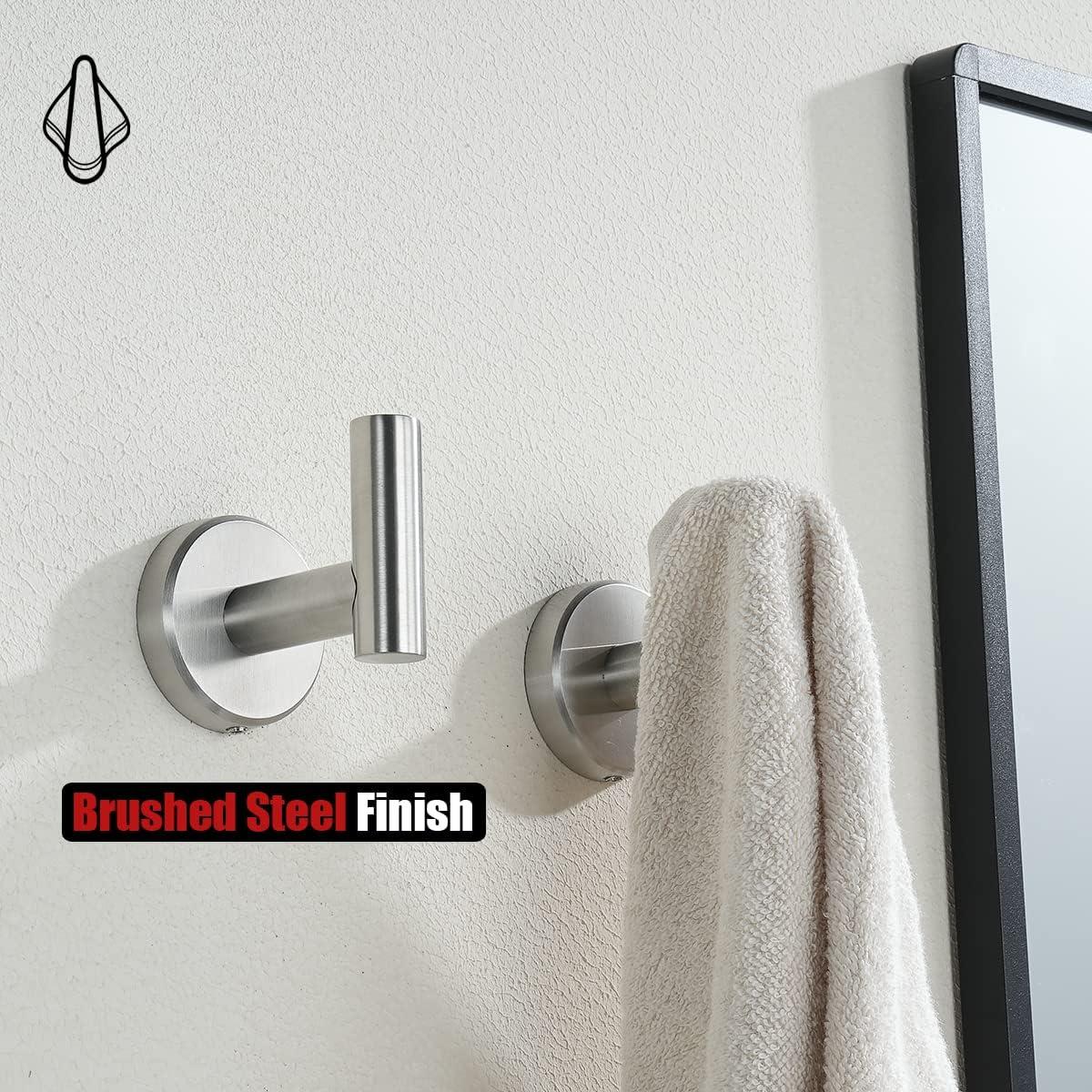 Syrinx Towel Hooks for Bedroom Kitchen Hotel Office - Stylish and Durable(4 Pack Brushed Nickel)