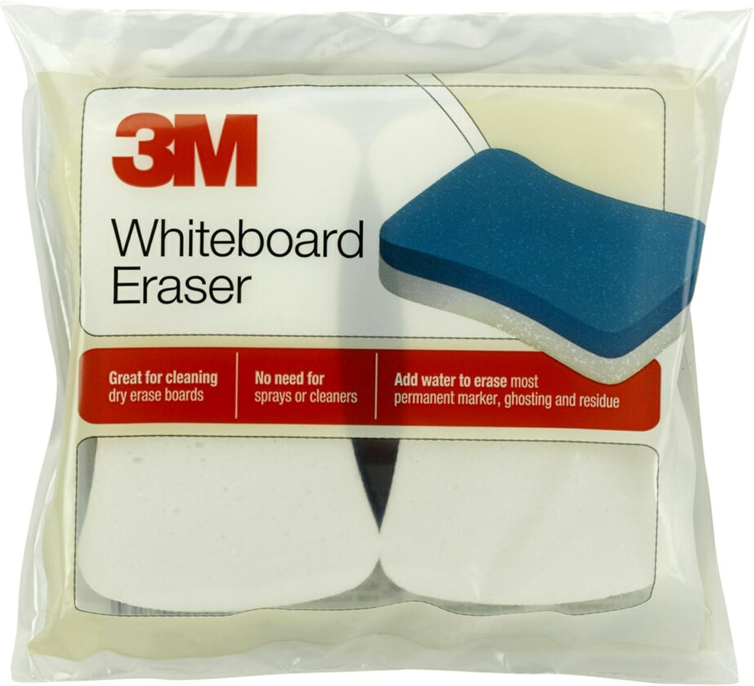 3M Whiteboard Erasers - White, Blue - 5" Width x 3" Height x - 2 / Pack | Bundle of 2 Packs