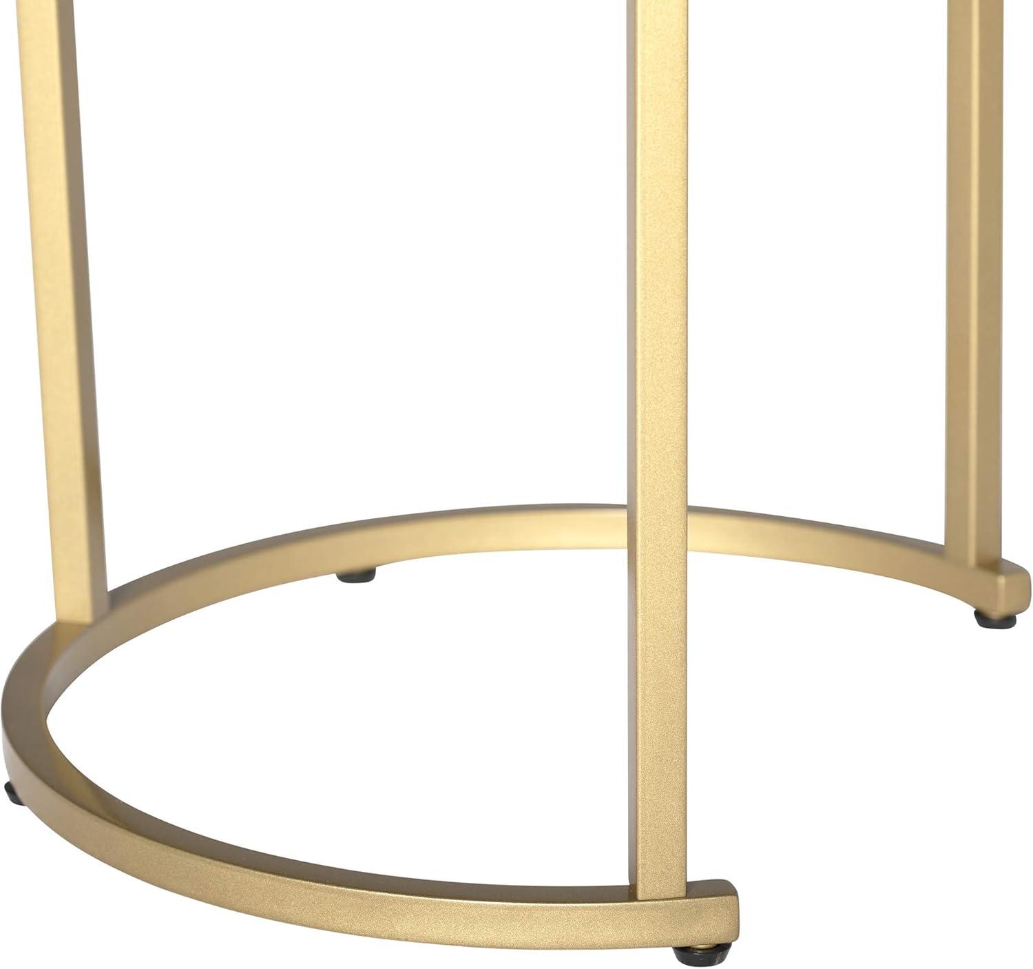 Studio Designs Camber Modern Round Nesting End Tables, Gold Metal/Glass