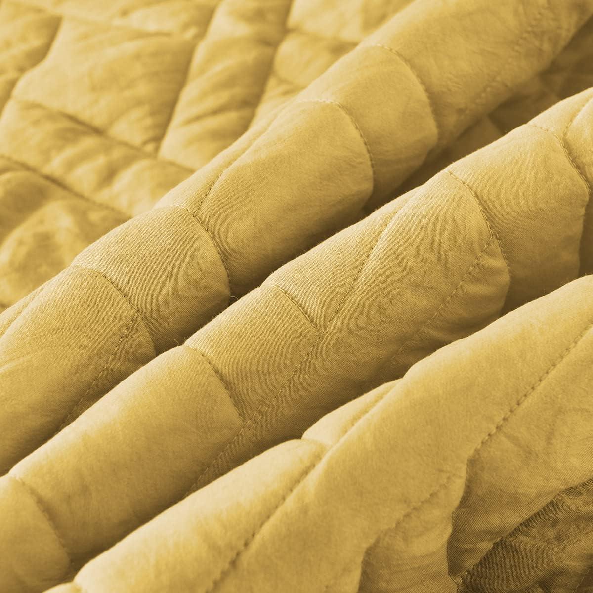King Yellow Microfiber Reversible Quilt Set