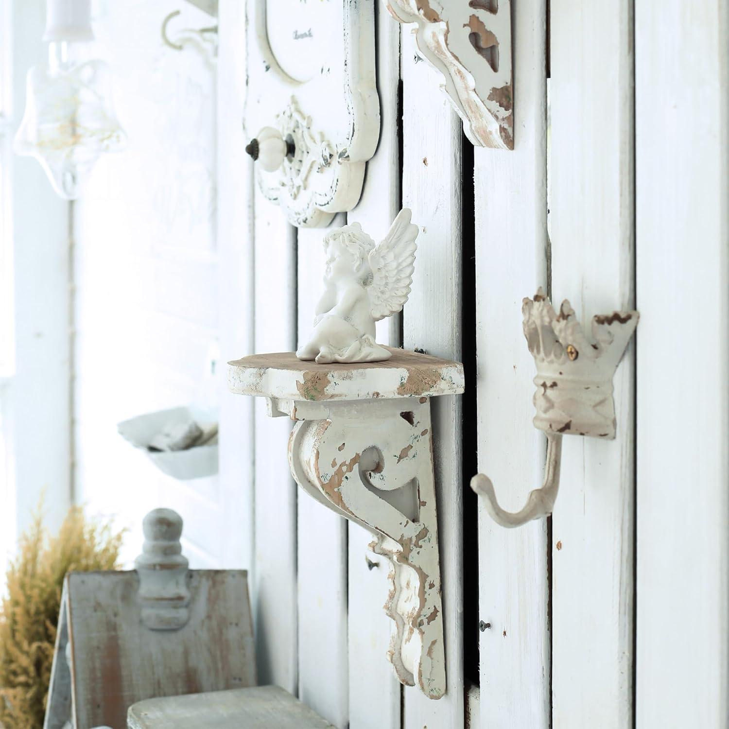 Ophelia & Co. Vintage Shabby Wood Corbels Brackets for Shelf Farmhouse Wall Decor (Set of 2)
