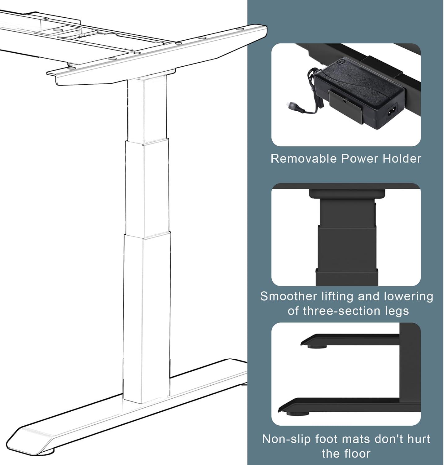 Black Dual Motor Electric Adjustable Standing Desk Frame