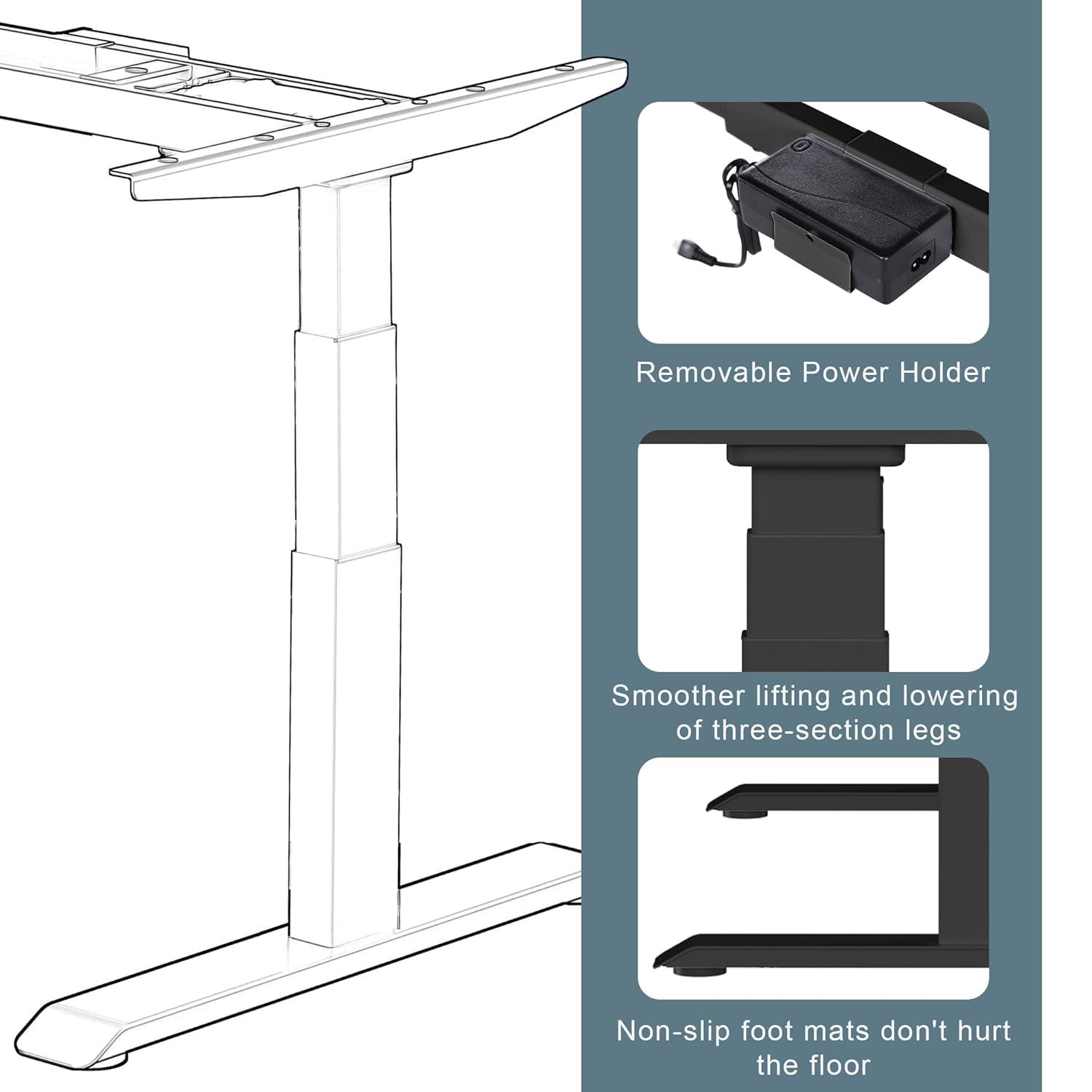 Fromann Dual Motor Electric Standing Desk Frame 3 Tier Legs Height Adjustable Handset with USB A+ C Ports Sit Stand up Desk Base for Home and Office (White)
