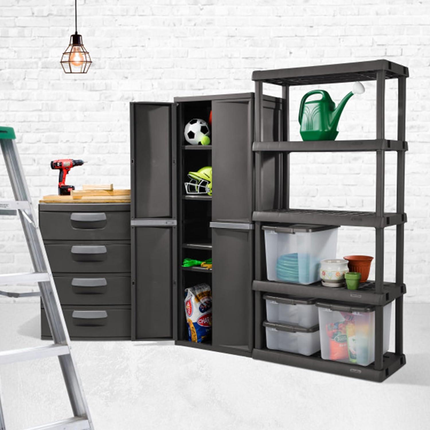 Sterilite Adjustable 4-Shelf Storage Cabinet With Doors