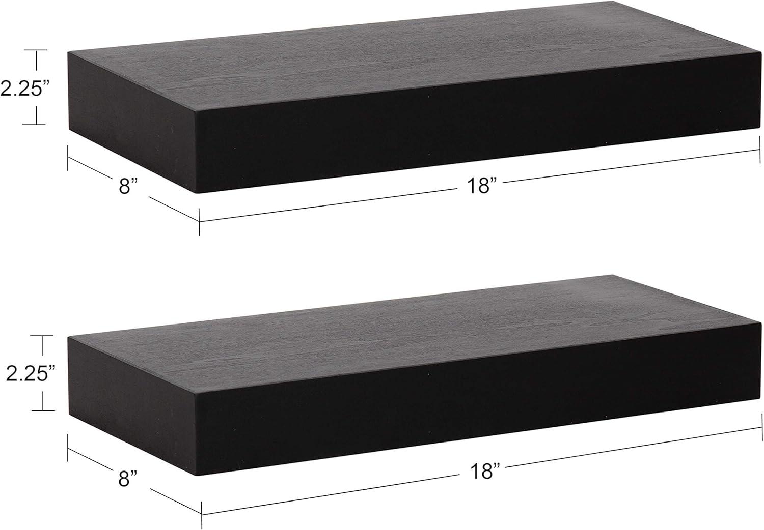 Havlock 18'' Black Wood Modern Floating Cube Shelves - Set of 2