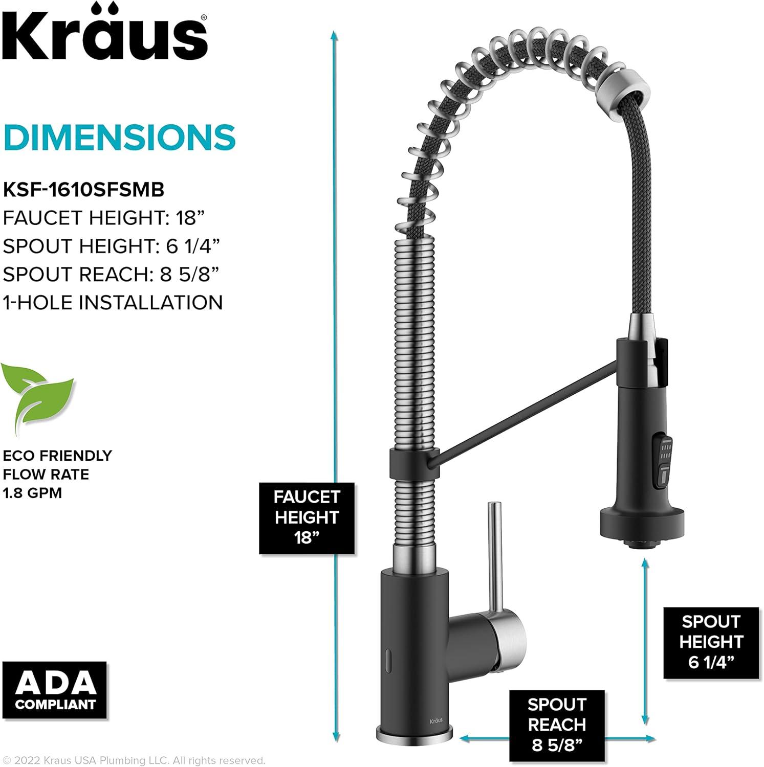 Stainless Steel and Matte Black Touchless Pull-Down Kitchen Faucet