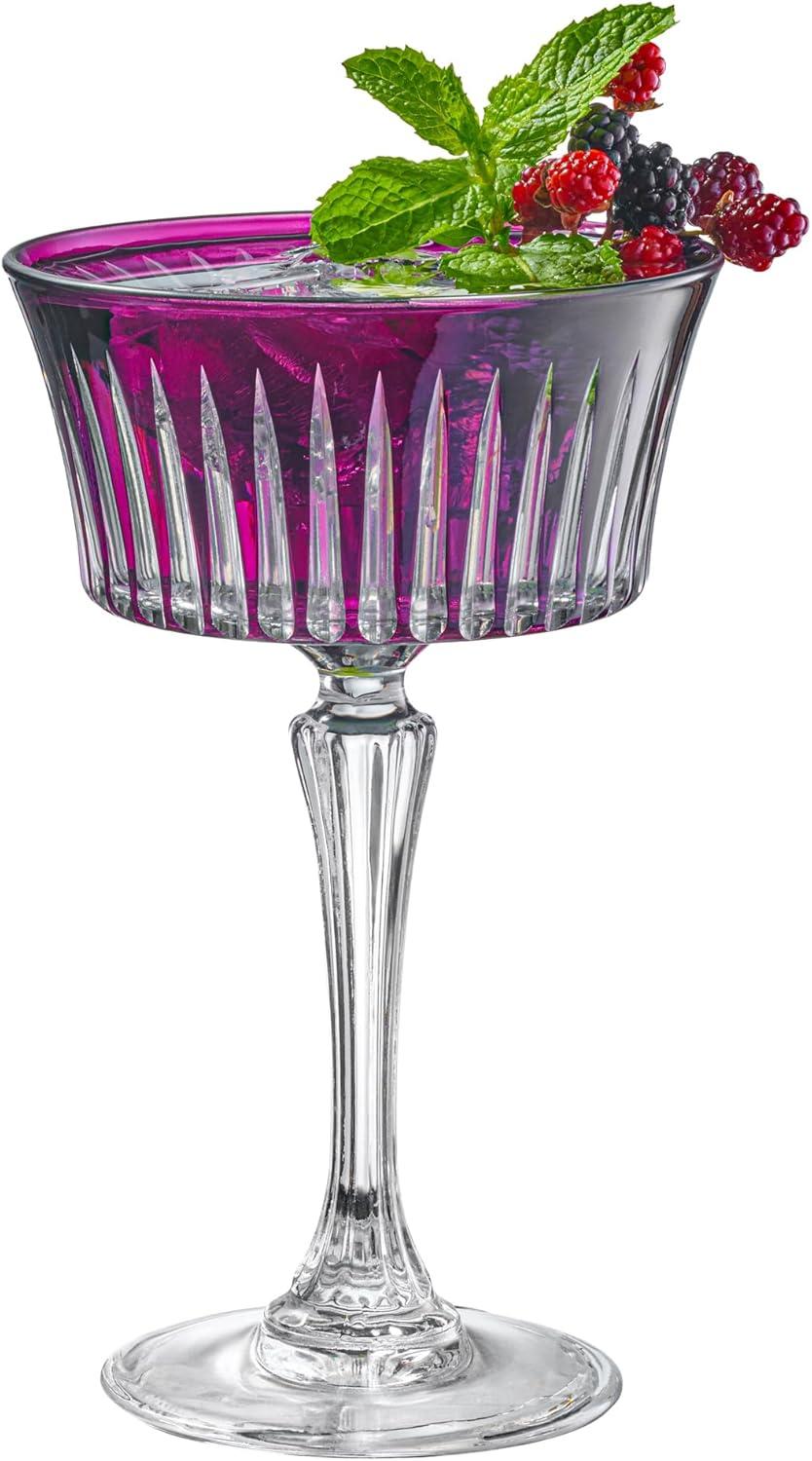 Barski Colored Champagne Coupe Glasses, Stemmed Martini Glassware, Set of 6 - 8.7 oz. (Set of 6)