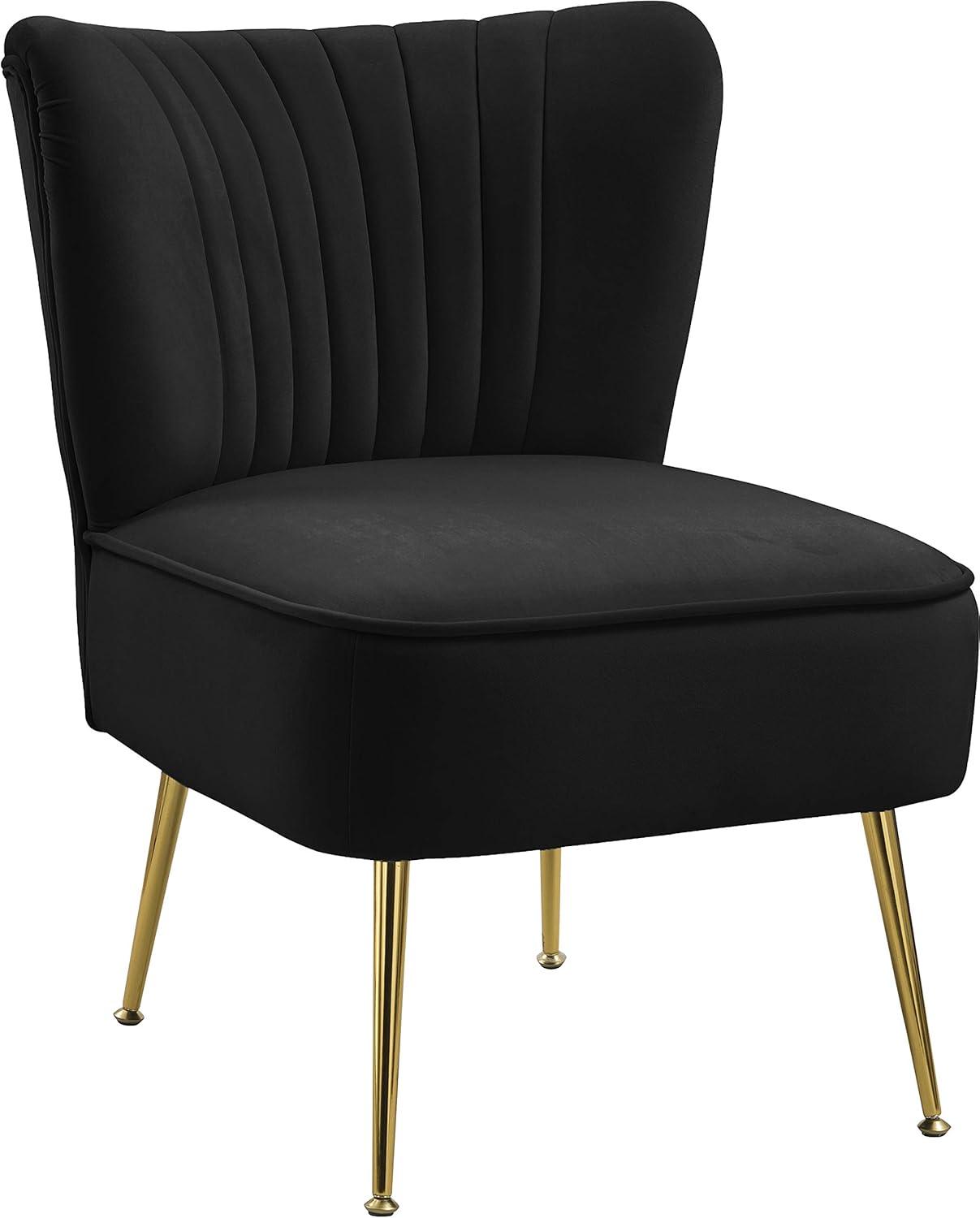 Meridian Furniture Tess Gray Velvet Accent Chair with Gold Legs