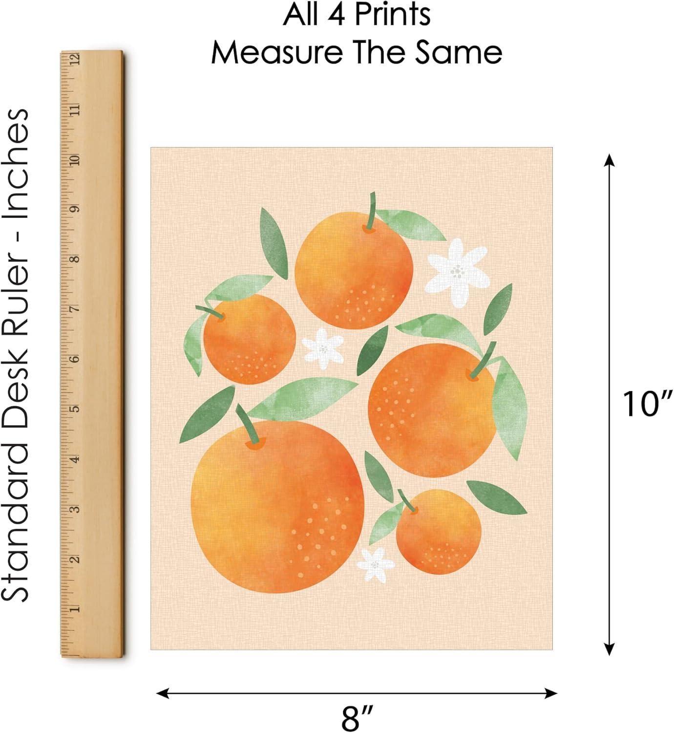 Little Clementine Orange Citrus Linen Paper Wall Art Set